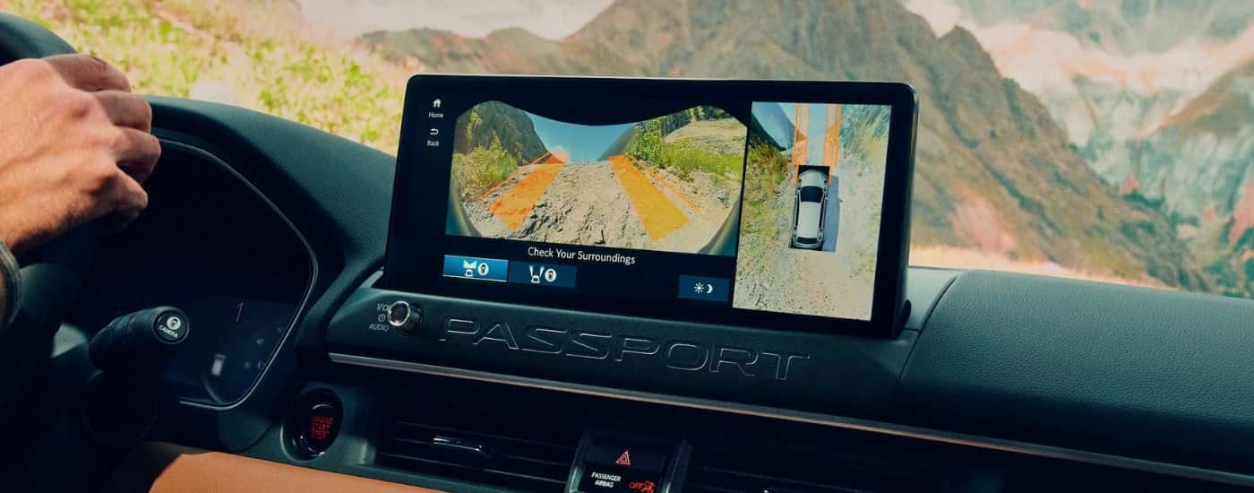 Interior view of a 2026 Honda Passport Elite Trailsport infotainment system.