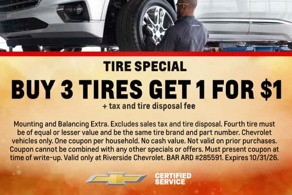Buy 3 Tires Get 1 for $1 + tax and tire disposal fee