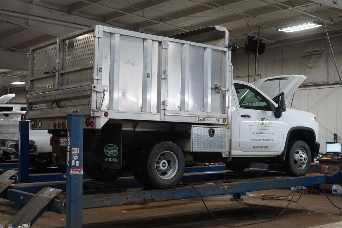 Commercial truck on lift