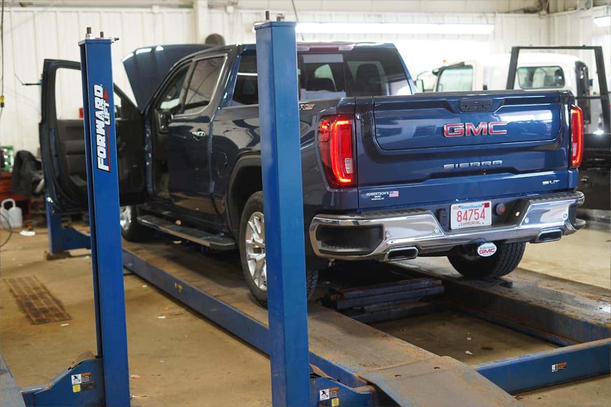 GMC Sierra on lift