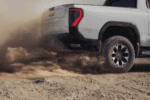 2026 GMC Sierra EV tire in the dust