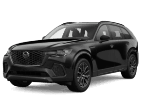 Mazda CX-70 black with black decals and rims against a white backdrop