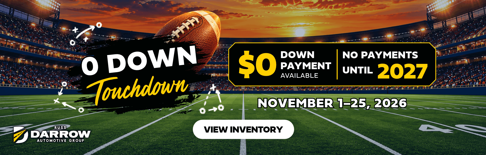 0 Down Touchdown - $0 down payment available and no payments until 2027 at Russ Darrow Toyota of West Bend