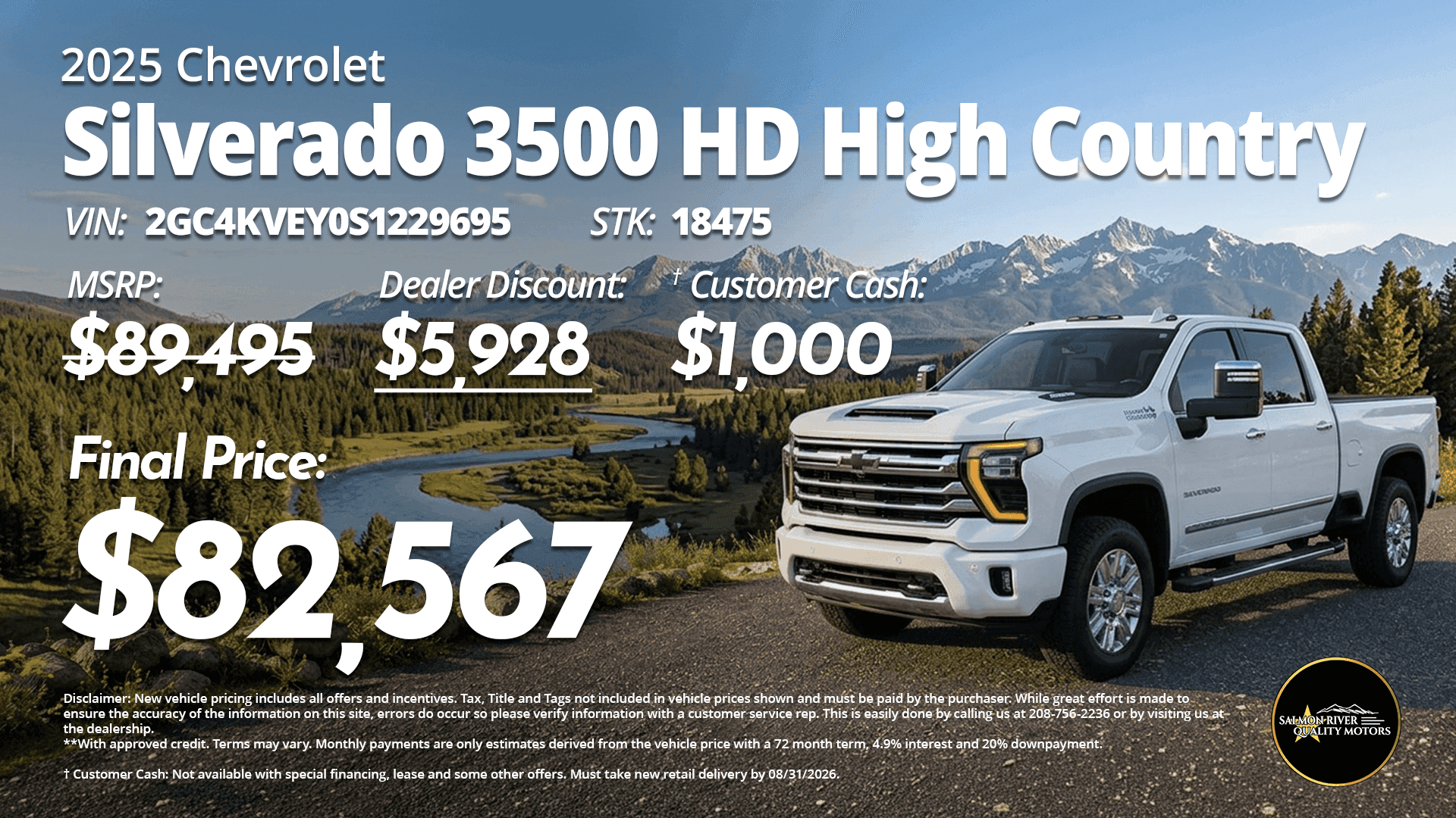 2025 Chevrolet Silverado 3500 HD High Country at Salmon River Quality Motors priced at $82,567.