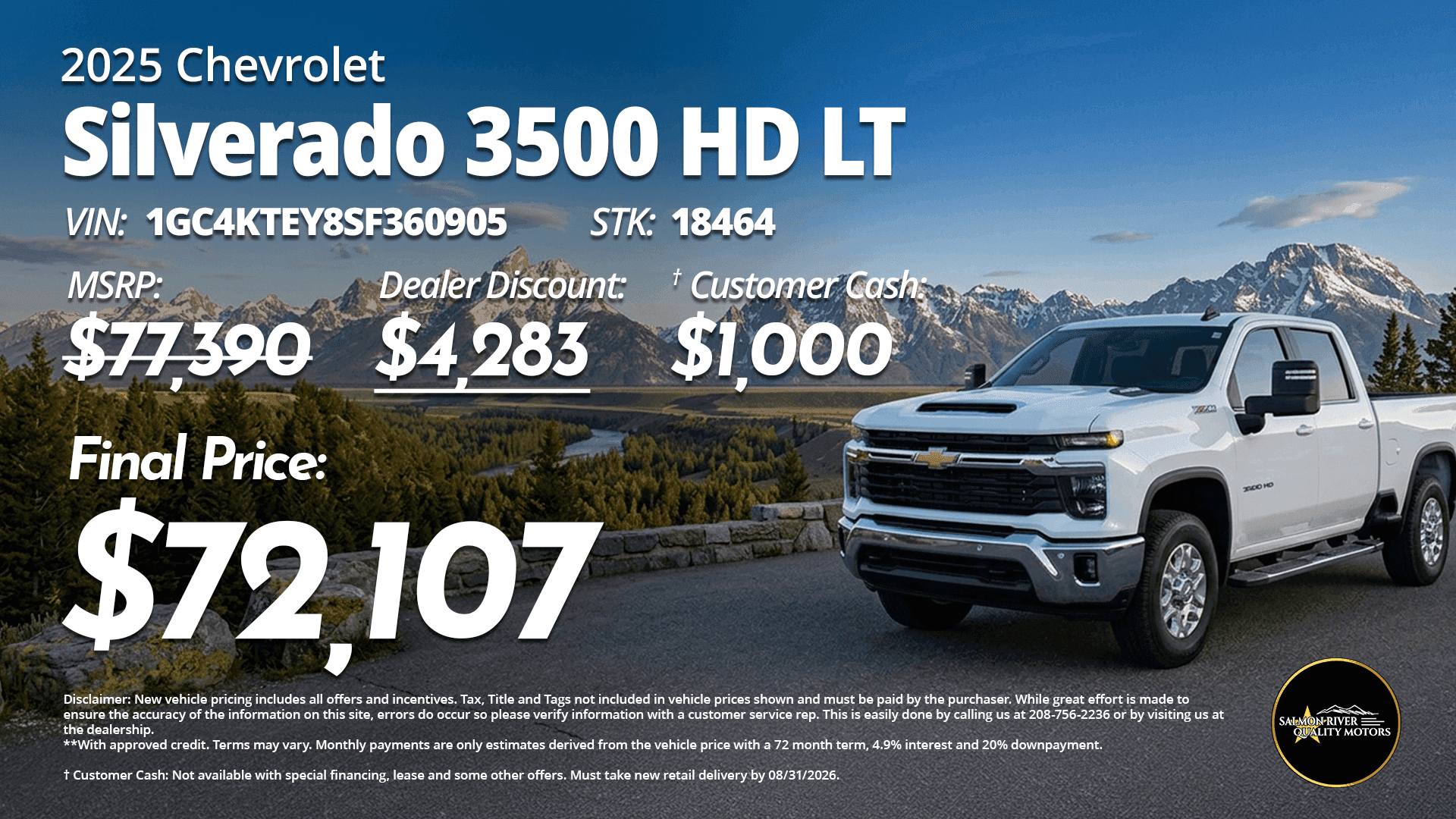 2025 Chevrolet Silverado 3500 HD LT at Salmon River Quality Motors priced at $72,107.