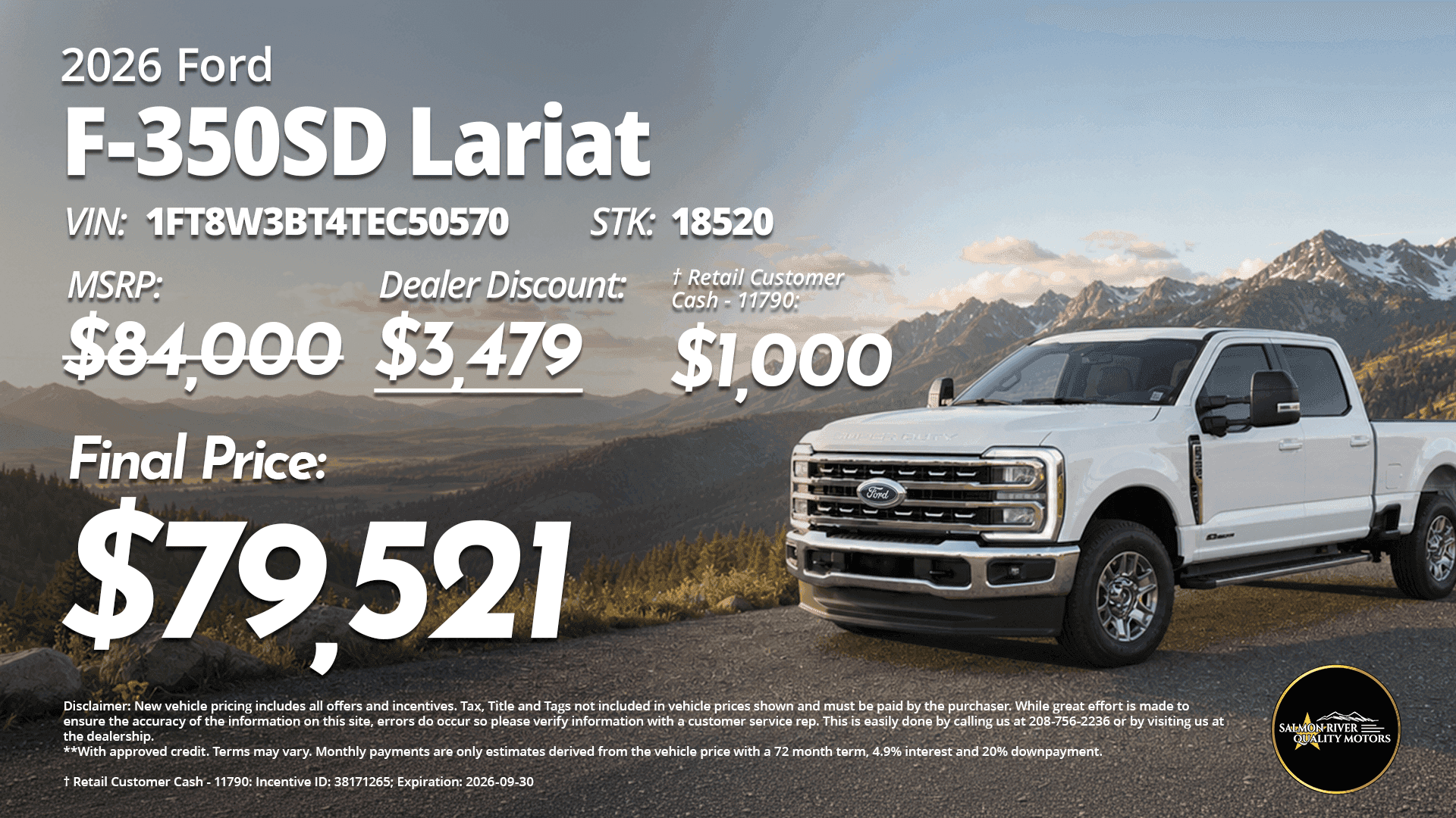 2026 Ford F-350 Super Duty Lariat at Salmon River Quality Motors priced at $79,521.