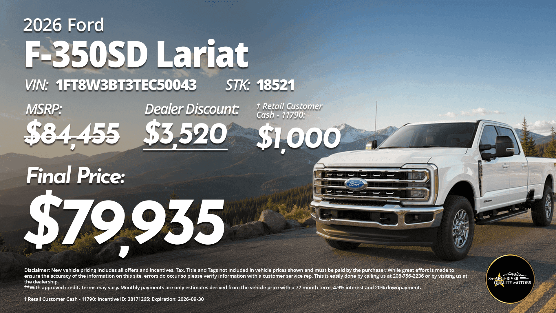 2026 Ford F-350 Super Duty Lariat at Salmon River Quality Motors priced at $79,935.