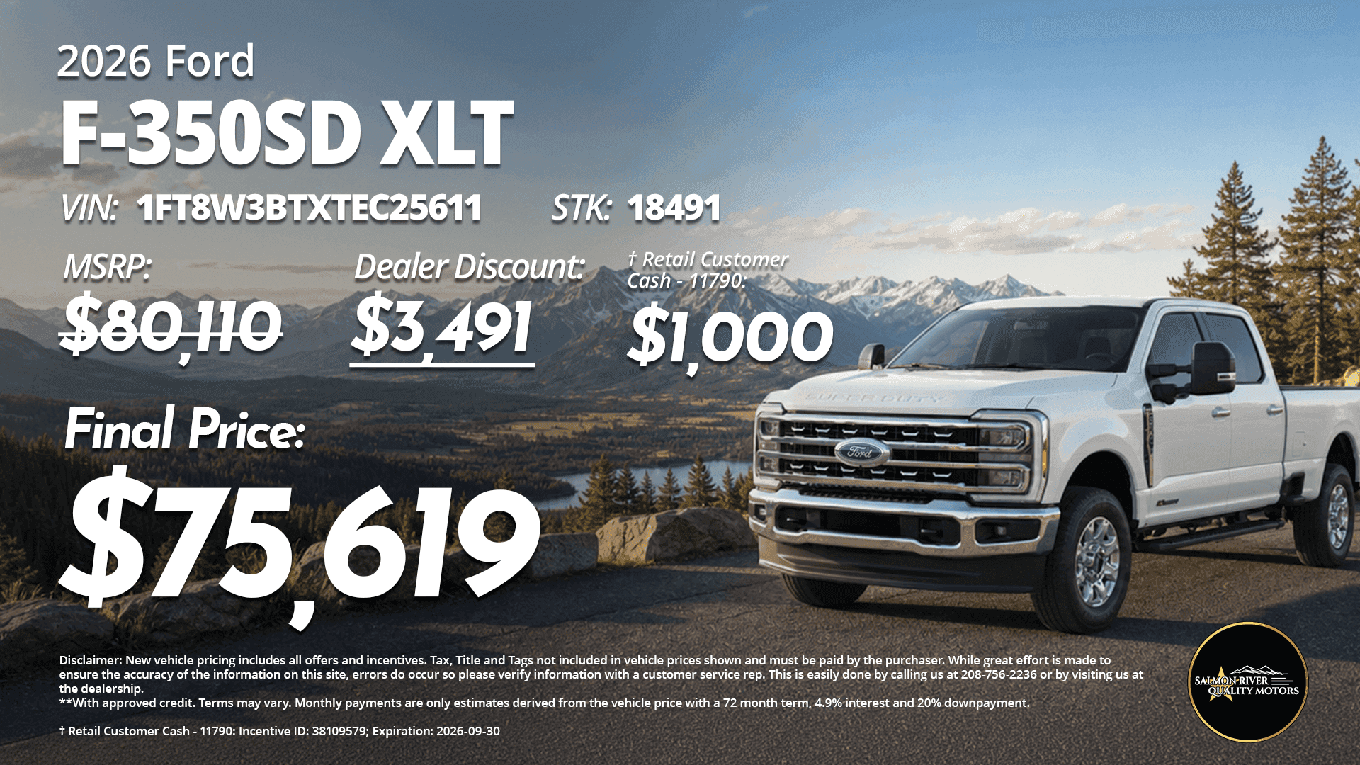 2026 Ford F-350 Super Duty XLT at Salmon River Quality Motors priced at $75,619.