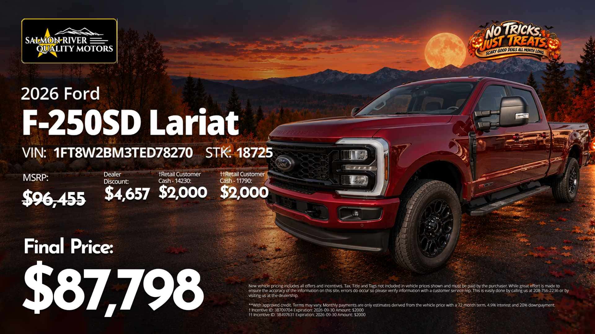 2026 Ford F-250 Super Duty Lariat at Salmon River Quality Motors with a final price of $87,798.