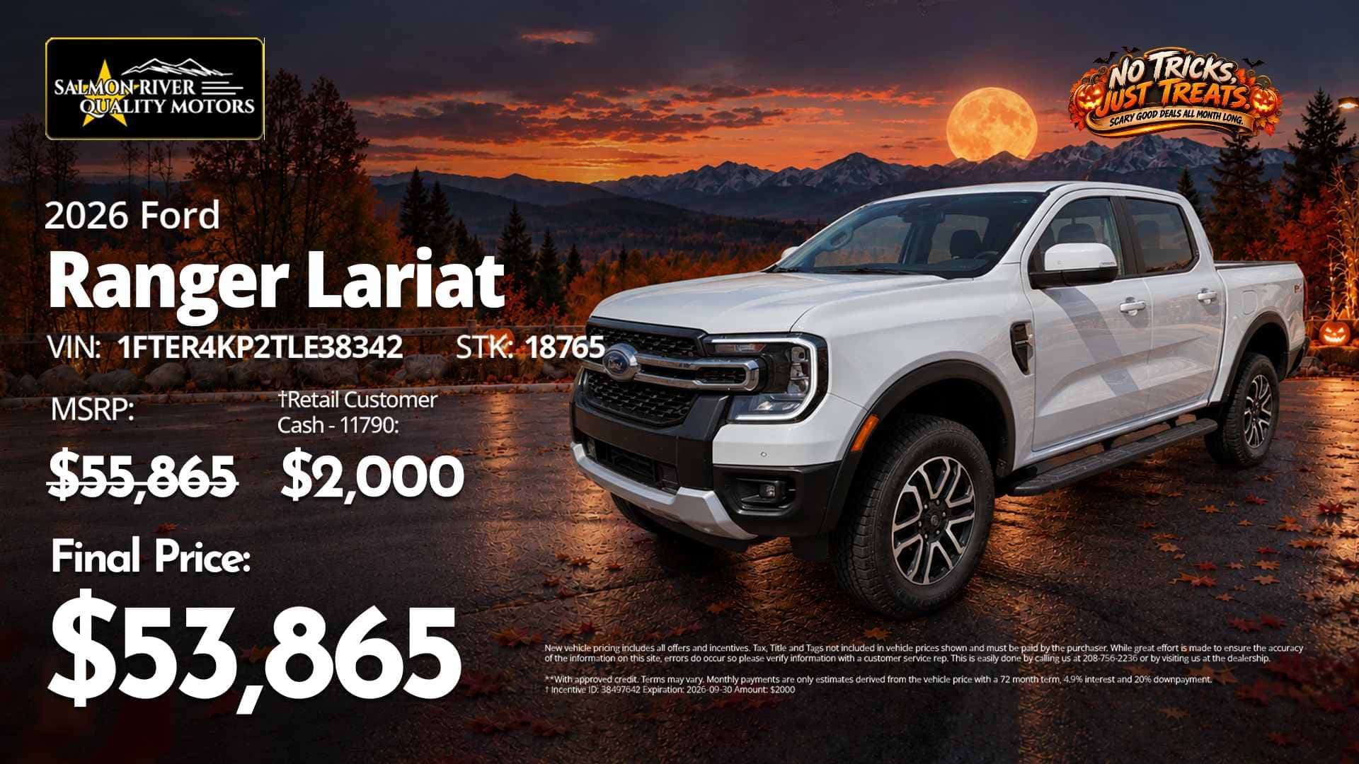 2026 Ford Ranger Lariat at Salmon River Quality Motors with a final price of $53,865.