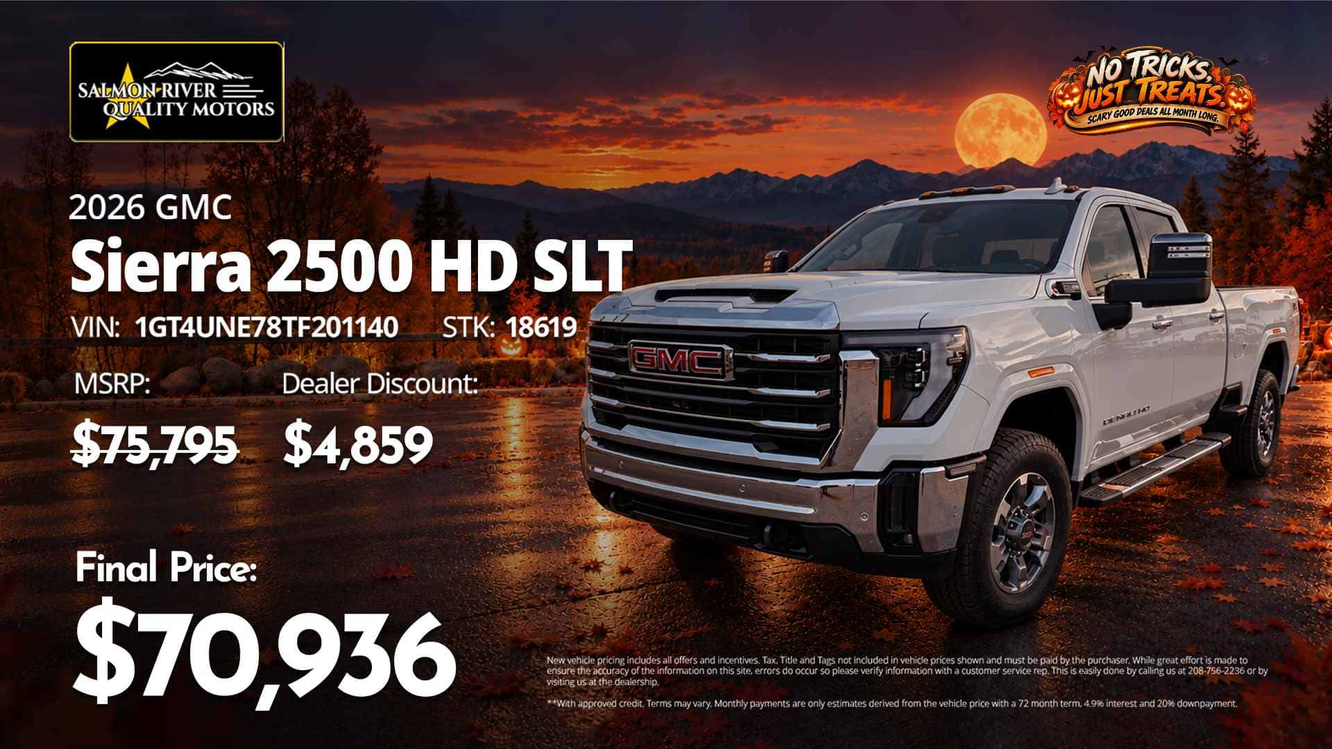 2026 GMC Sierra 2500 HD SLT at Salmon River Quality Motors with a final price of $70,936.