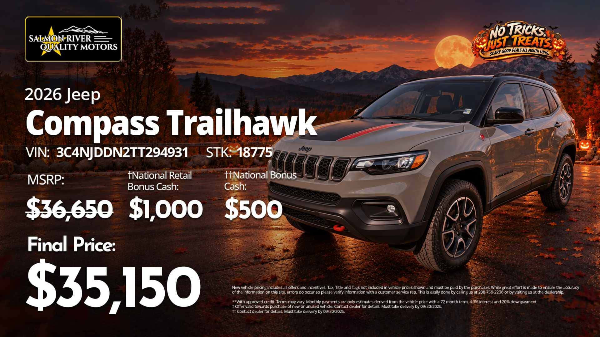 2026 Jeep Compass Trailhawk at Salmon River Quality Motors with a final price of $35,150.