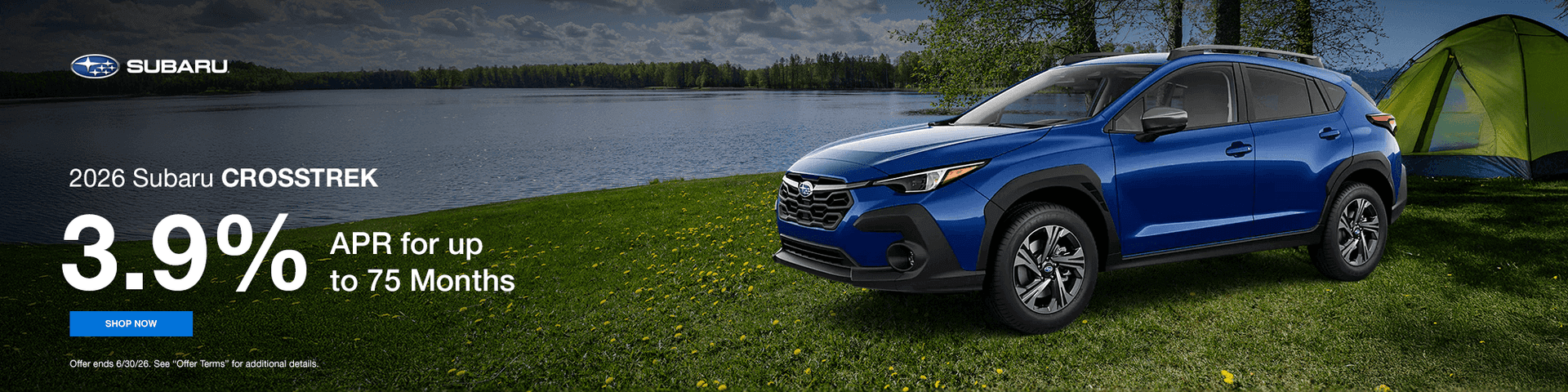 Headline 2026 Crosstrek Subtext 3.9% APR for up to 75 Months