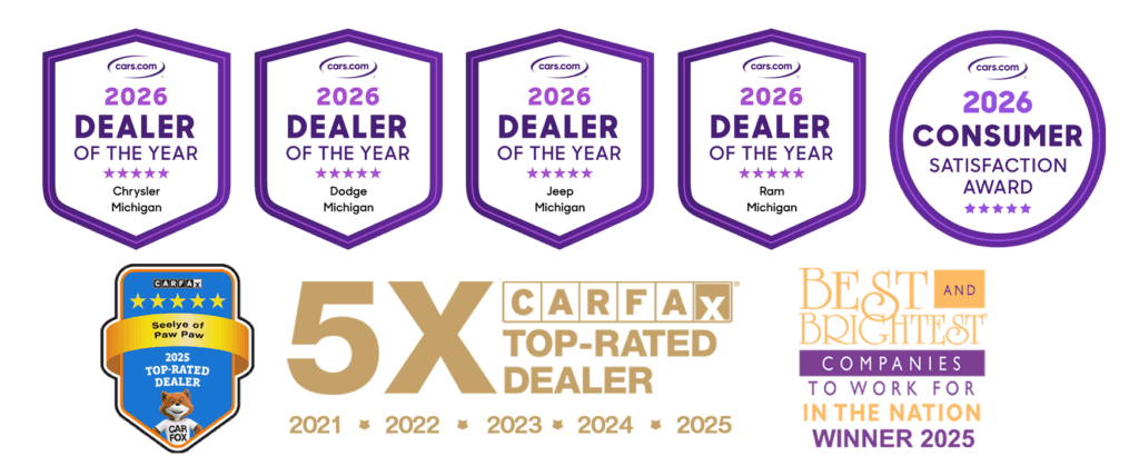 CDJR Awards 2026 2 - Cars.com Chrysler Dodge Jeep Ram Dealer of the Year 2026, CarFax Top Rated, CarFax 5X, Best and Brightest Best companies to work for 2025