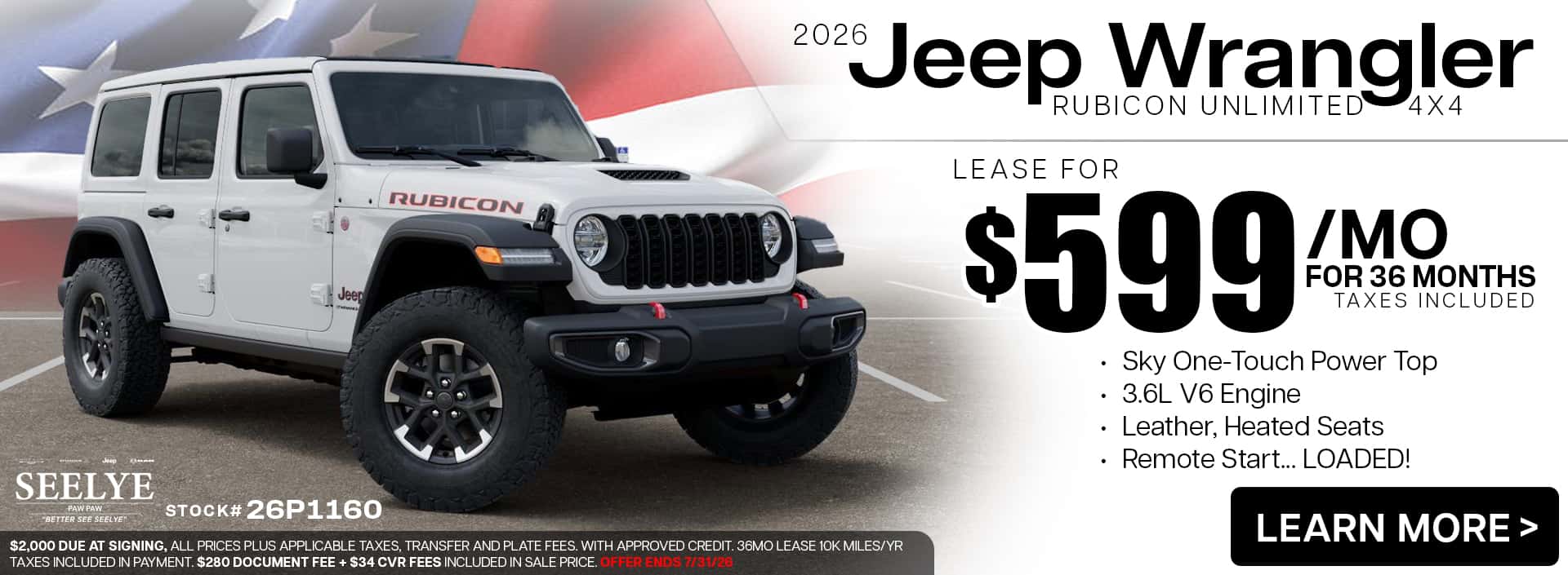 Jeep Wrangler Unlimited - LEASE for 599/mo