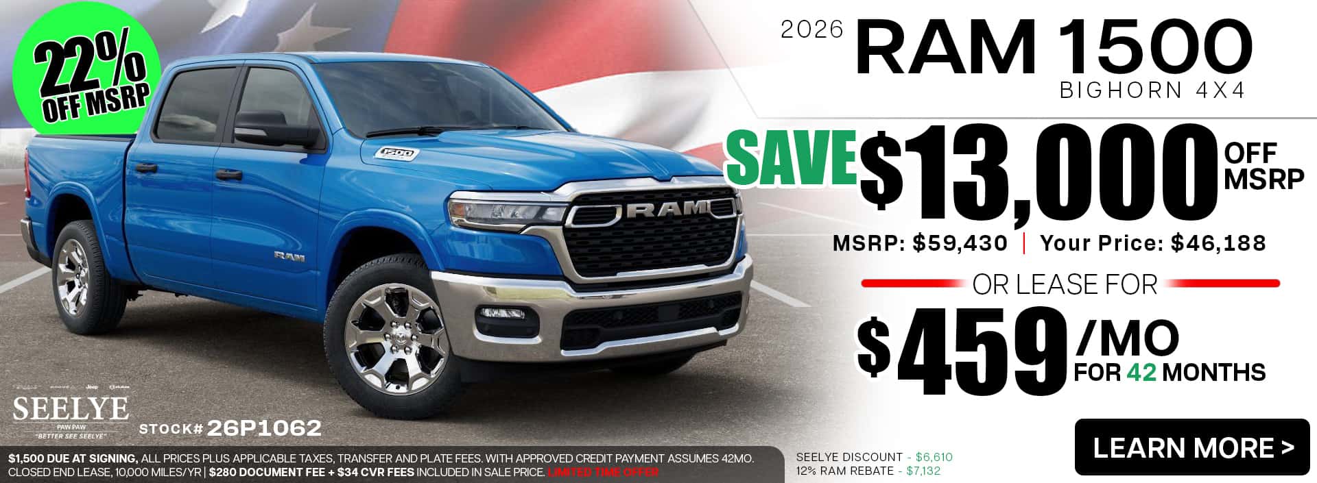 22% OFF MSRP 2026 RAM 1500 Bighorn