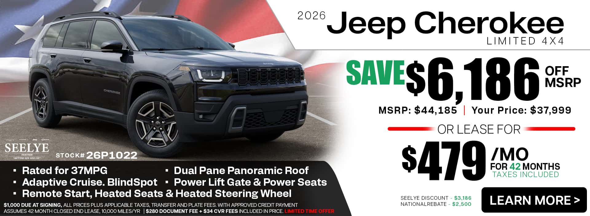 2026 Jeep Cherokee Limited - Save $6,186 or Lease for $479/mo