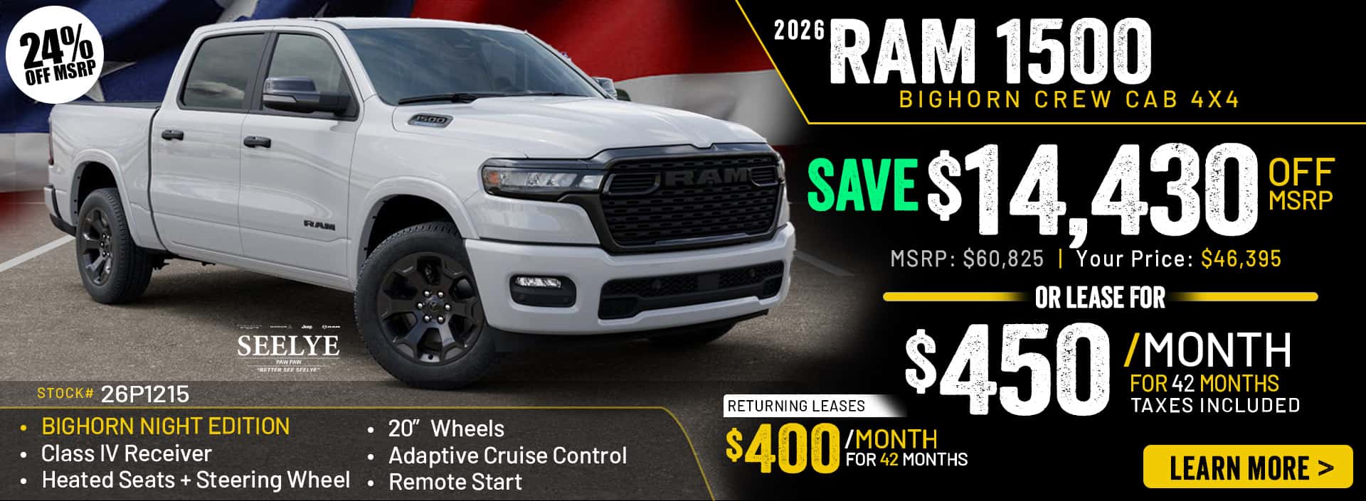 2026 RAM 1500 BIGHORN Night Edition 4x4 Crew Cab - October Offer