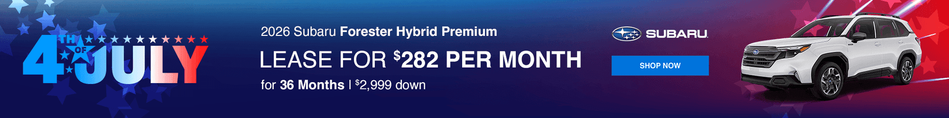 2026 Subaru Forester Hybrid Premium Subtext: Lease for. $282 per month with $2999 down
