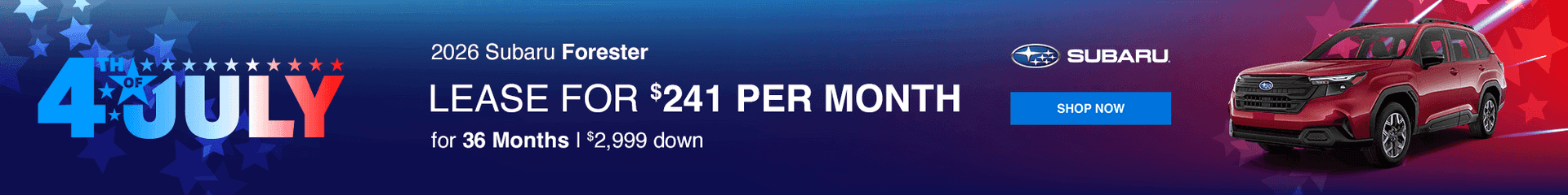 2026 Subaru Forester Subtext: Lease for $241 per month with $2999 down