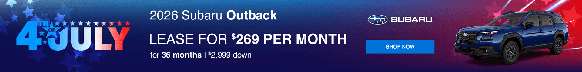 2026 Subaru Outback Subtext Lease for $269 per month with $2999 down