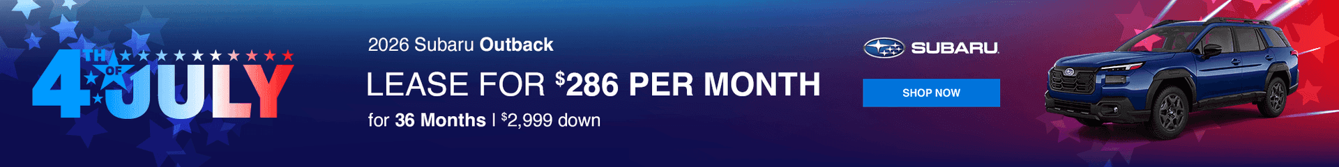 2026 Subaru Outback Subtext: Lease for $286 per month with $2999 down