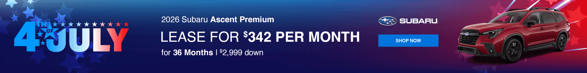2026 Subaru Ascent Premium Subtext: Lease for $342 per month with $2999 down