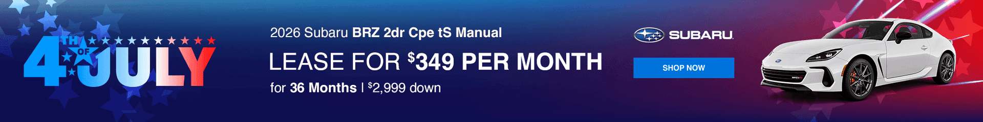 2026 Subaru BRZ 2dr Cpe tS Manual Subtext: Lease for $349 per month with $2999 down