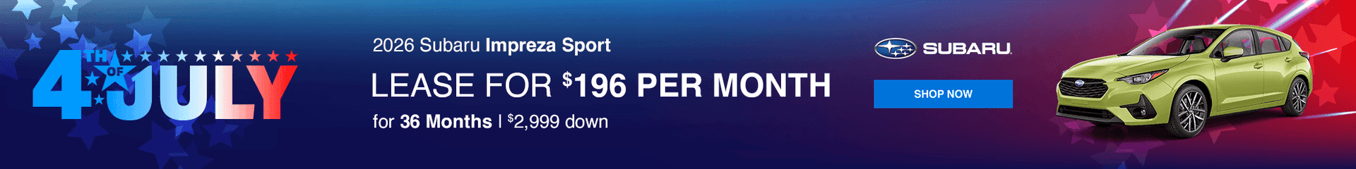 2026 Subaru Impreza Sport Subtext: Lease for $196 per month with $2999 down