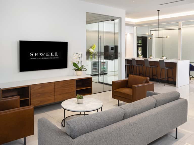 Sewell Lexus of Dallas' customer lounge.