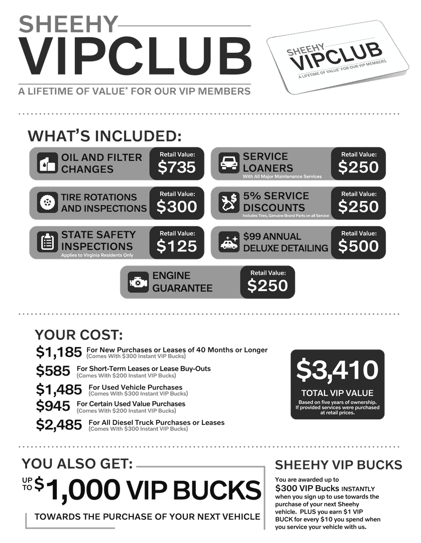 Sheehy Volvo VIP Club benefits and pricing