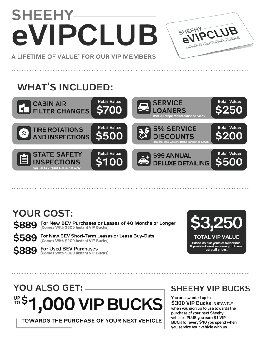 Sheehy Volvo eVIP Club benefits and pricing