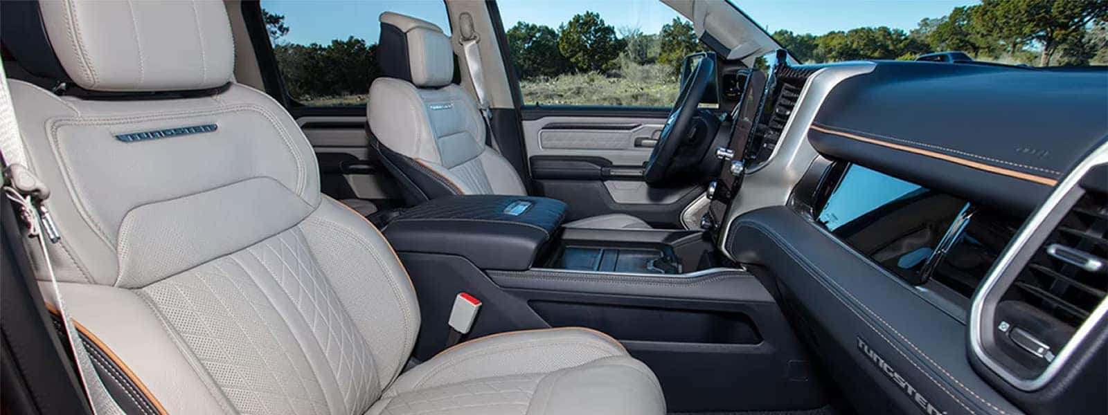 2025 Ram 1500 interior with Uconnect 5 and premium seating surfaces