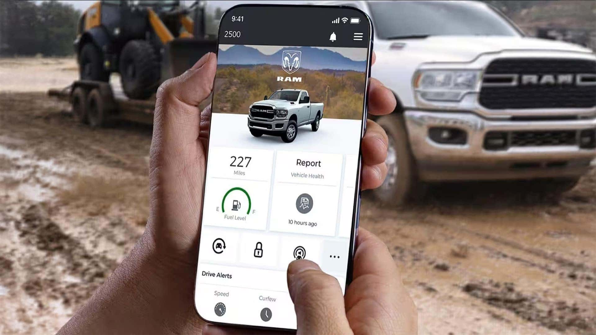Ram Connect app and digital key features on smartphone