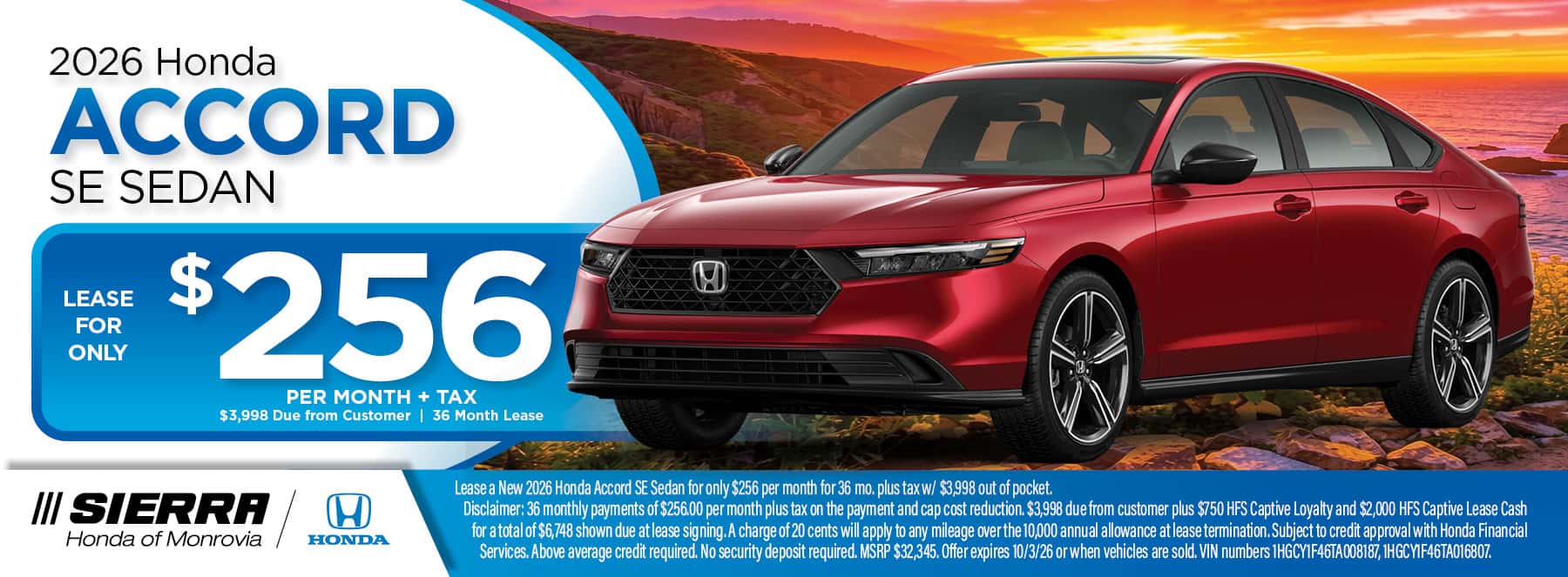 September offers at Sierra Honda of Monrovia