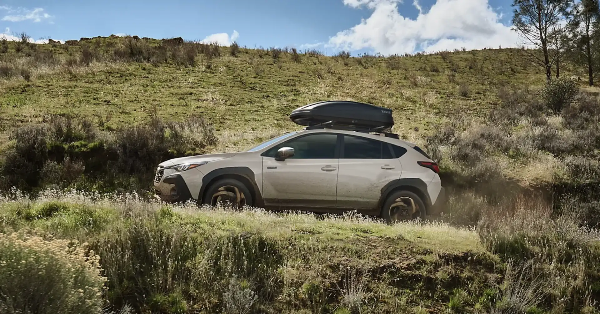 2026 Crosstrek Limited Hybrid shown in Sand Dune Pearl with accessory equipment