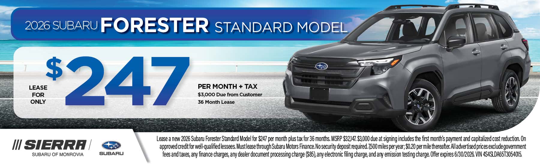 2026 Subaru Forester Standard Model Lease Special