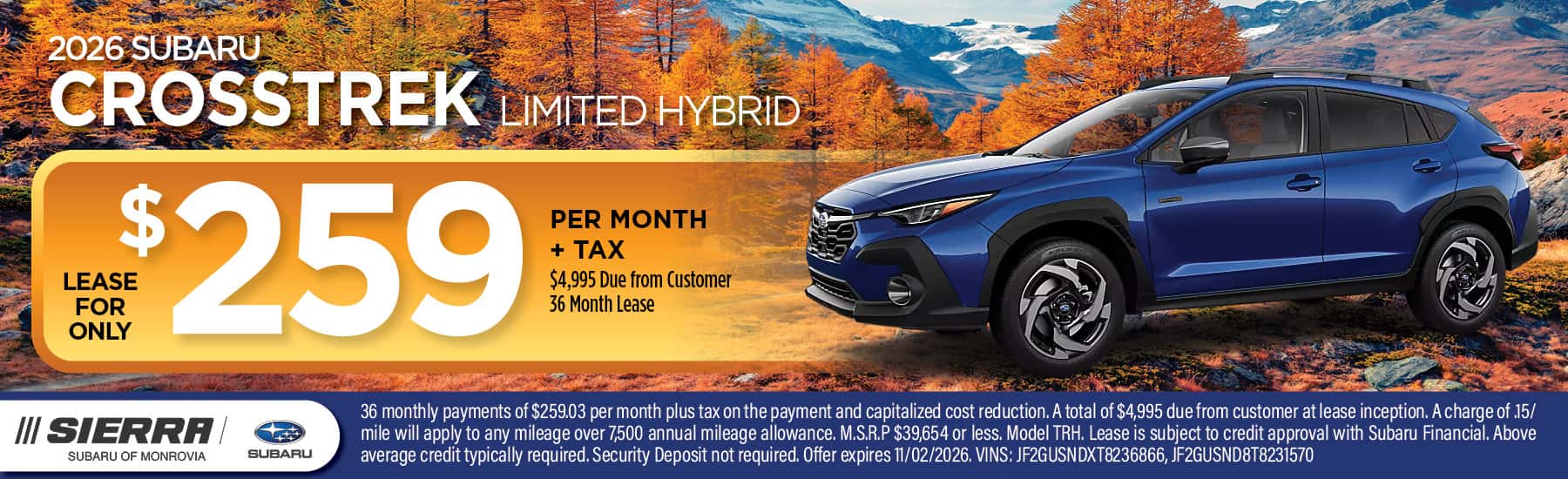 October Crosstrek Limited Hybrid