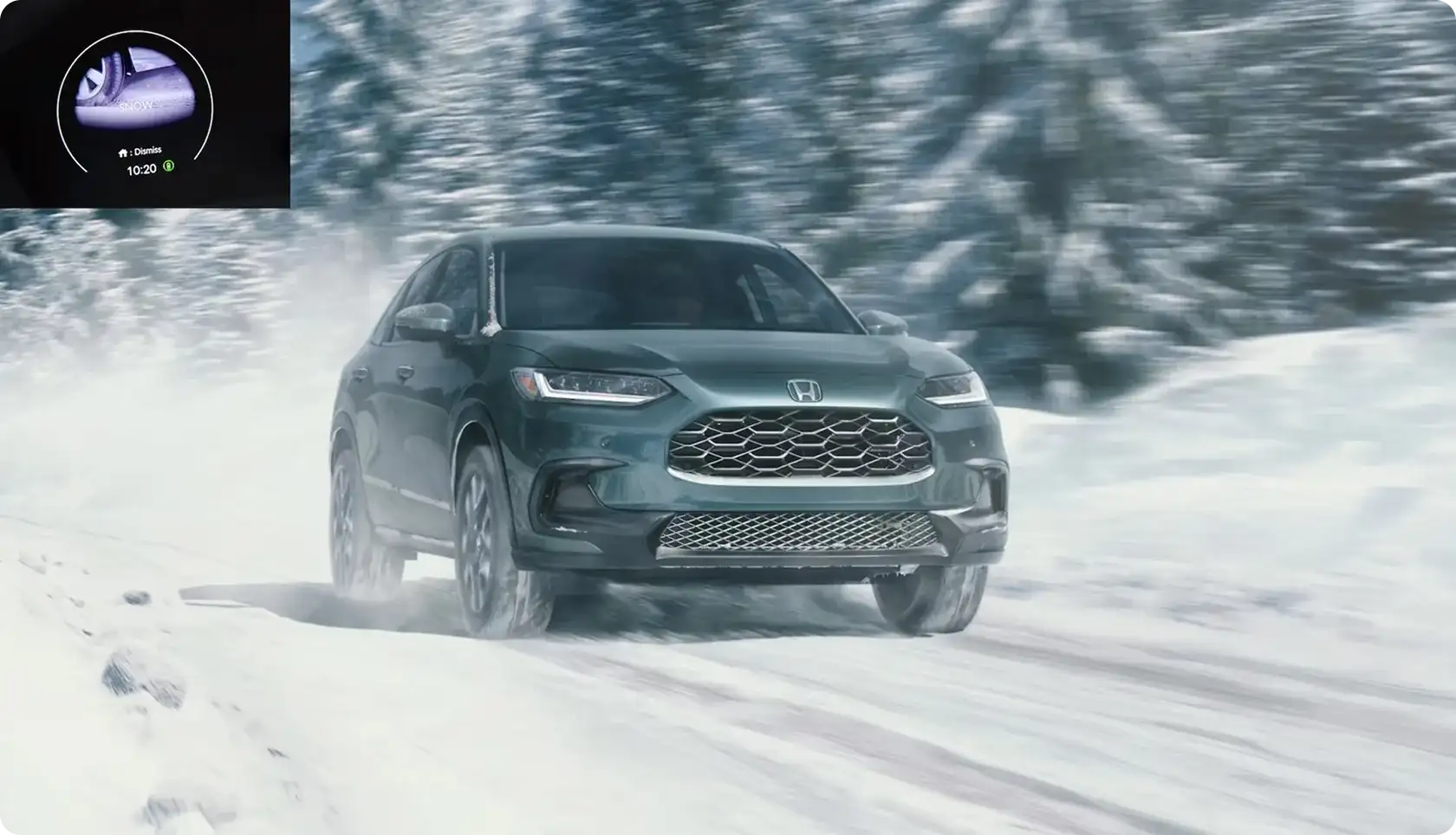 Snow mode helping the 2027 Honda HR-V maintain control on slippery roads