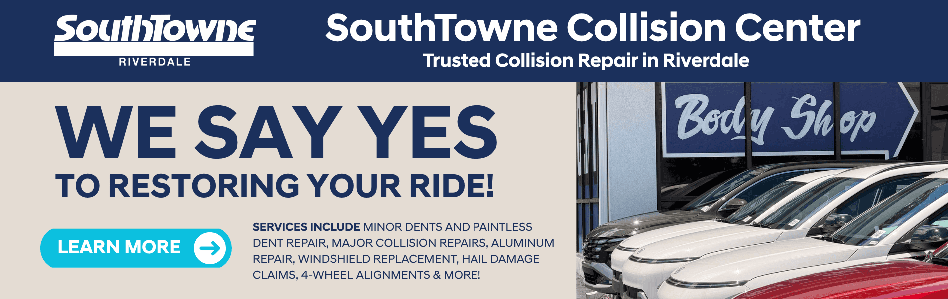 SouthTowne Collision Center in Riverdale GA. Certified auto body shop and collision repair services.