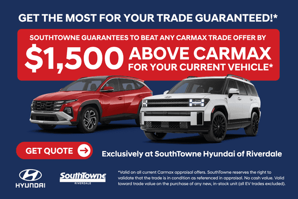 SouthTowne Hyundai Riverdale GA trade guarantee. Tap to beat any CarMax trade offer by $1,500 today.