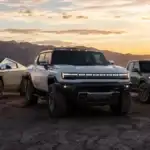 Electric pickups at golden hour