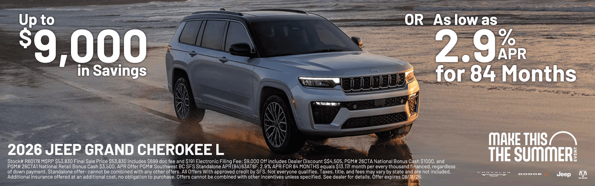 Get up to $9k off or as low as 2.9% on Jeep Grand Cherokee L