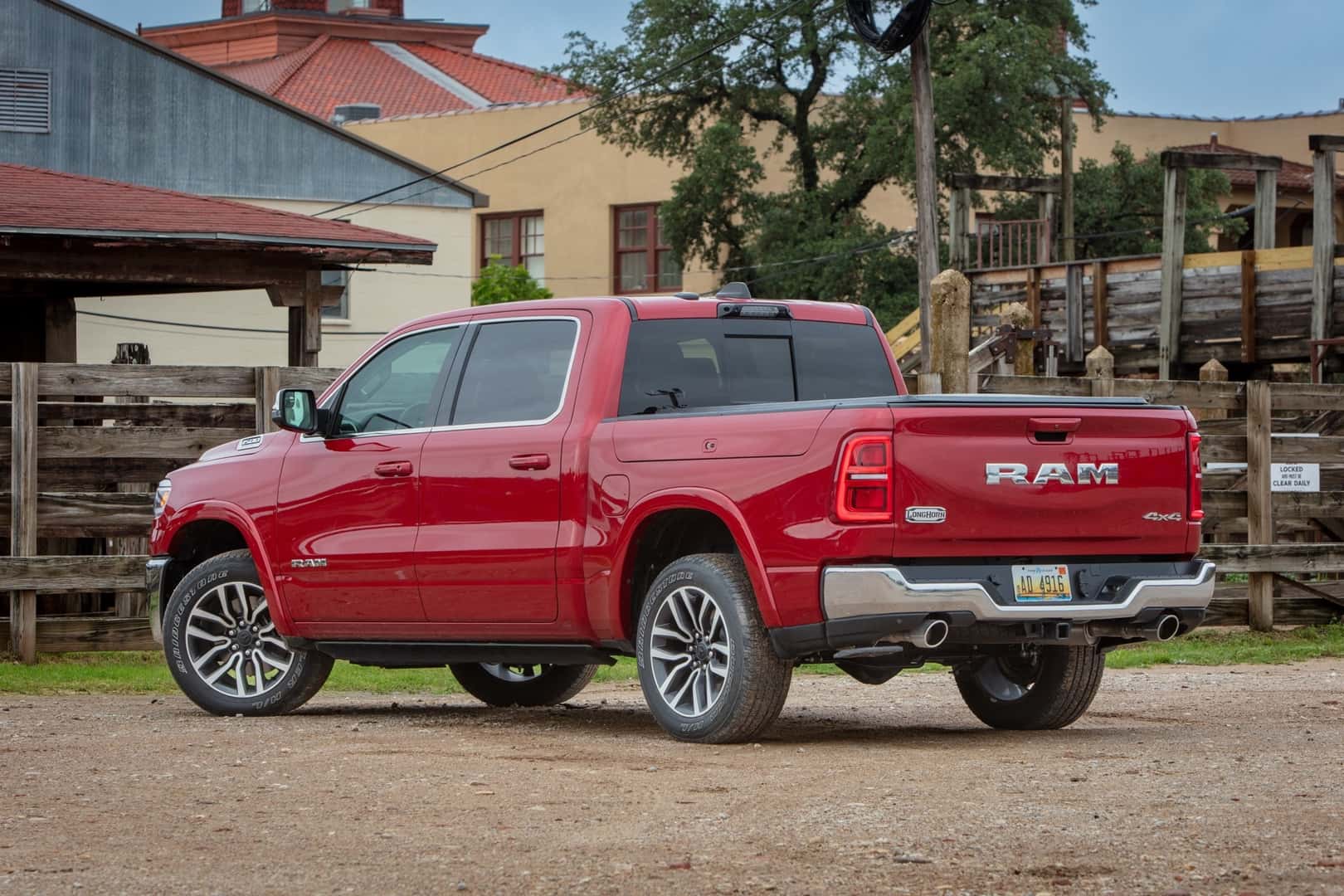 Ram 1500 Rear View Parked Outside of a Business