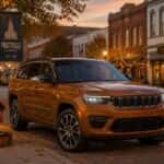 2026 Jeep Grand Cherokee L parked on a decorated fall street in historic downtown Prattville, Alabama, during the Parade of Pumpkins