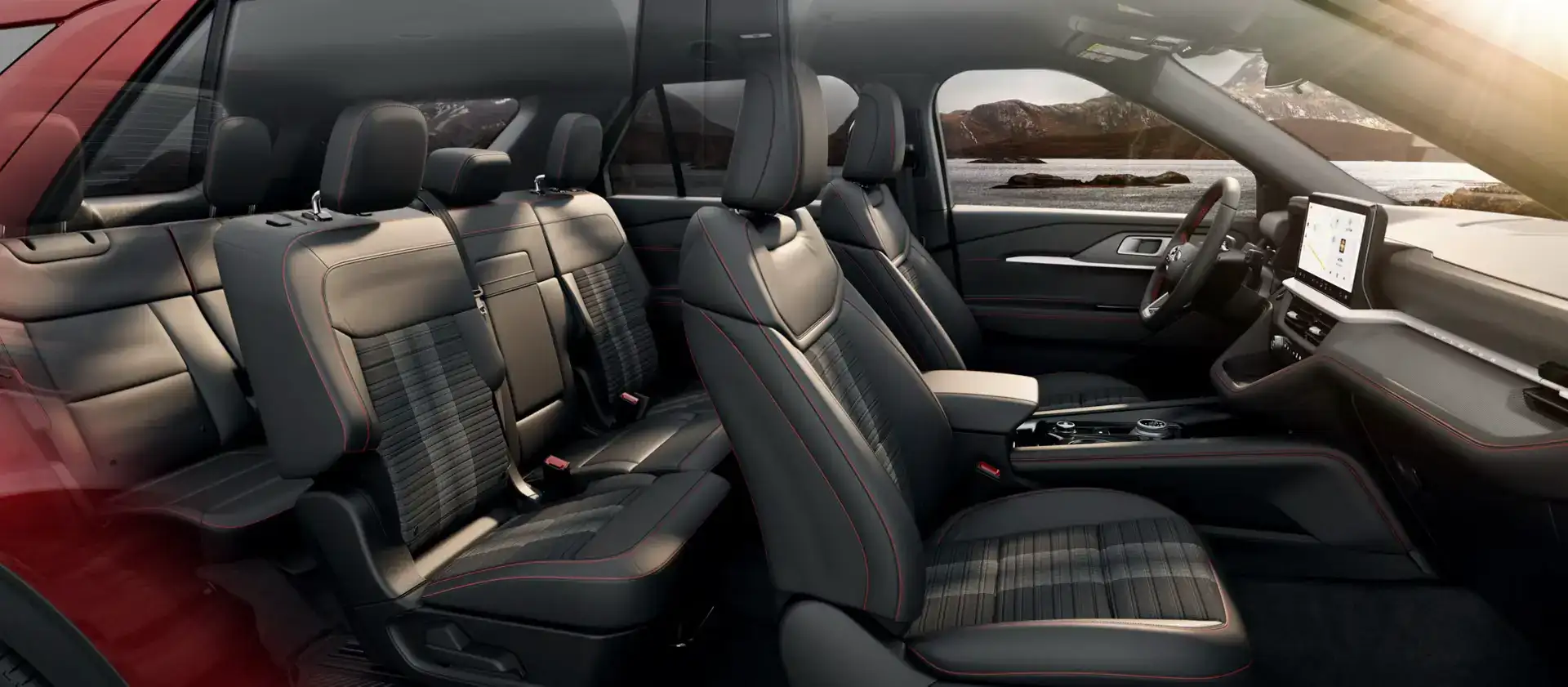 2026 Ford Explorer black leather interior cabin seven seats