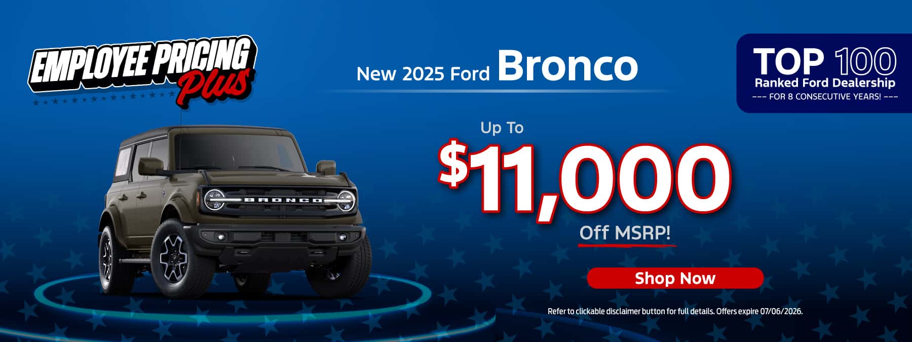 Employee Pricing Plus Even More OFF $12,000 OFF Bronco