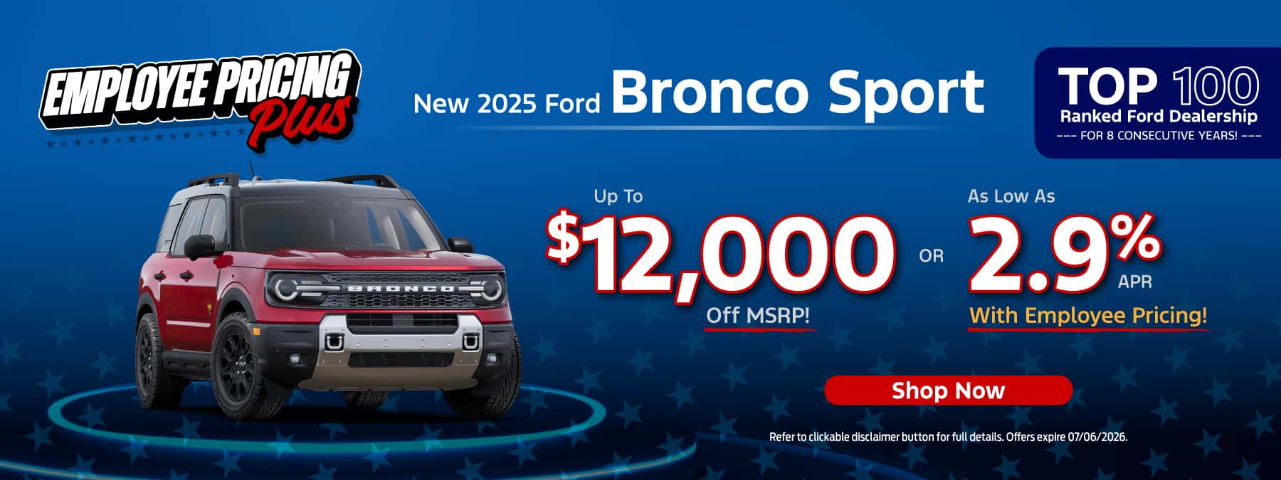 Employee Pricing Plus Even More OFF $12,000 OFF Bronco Sport
