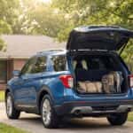 2026 Ford Explorer with liftgate open and organized cargo area ready for back-to-school season in Montgomery, AL