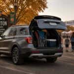 2026 Ford Explorer with liftgate open at a fall festival in Montgomery, Alabama